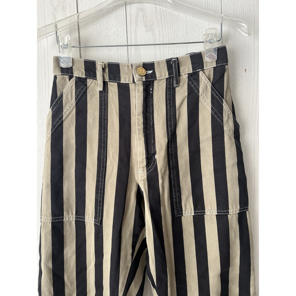 Big Bud Press Work Pants Green Black Striped Cotton Canvas Small Made in USA - Picture 5 of 14